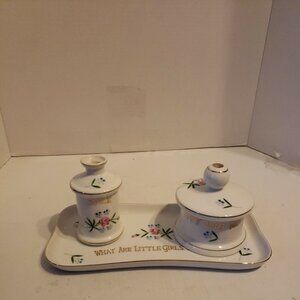 Porcelain Dish Set 5" X 10" What Are Little Girls Made Of Earl Bernard